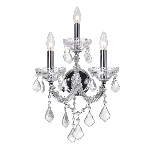 Cwi Lighting Maria Theresa 3 Light Wall Sconce With Chrome Finish 8318W12C-3 (Clear) - main